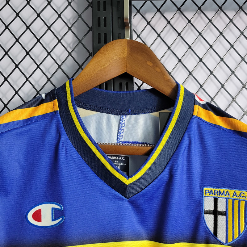 Camisa I Parma Retrô | 01/02 Champion - Azul e Amarela