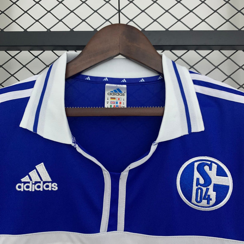 Camisa I Schalke 04 Retrô | 01/02 Adidas - Azul e Branca