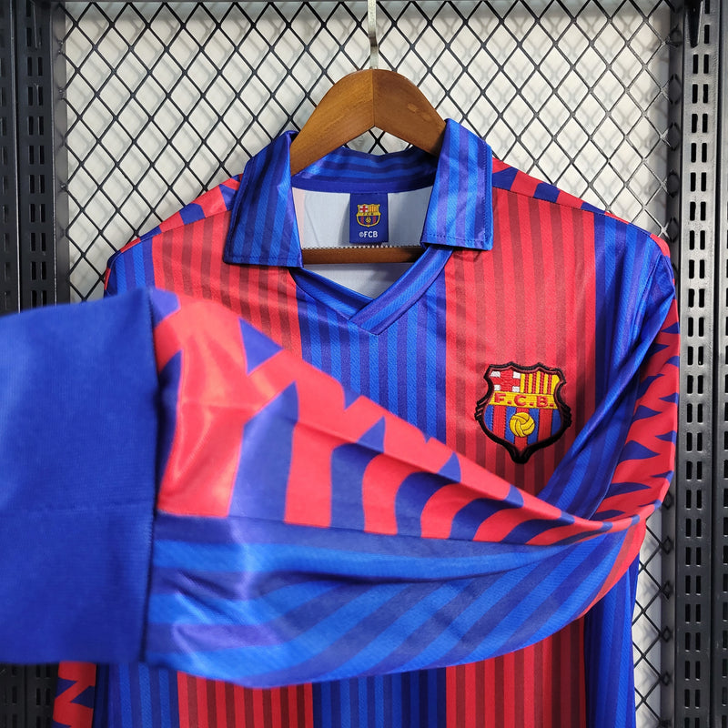 Camisa I Barcelona Retrô | 91/92 Meyba - Azul e Vermelha - Manga Longa