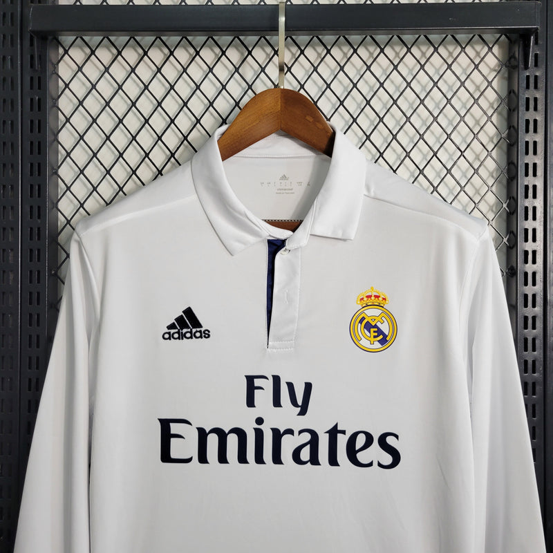 Camisa I Real Madrid Retrô | 16/17 Adidas - Rosa - Manga Longa