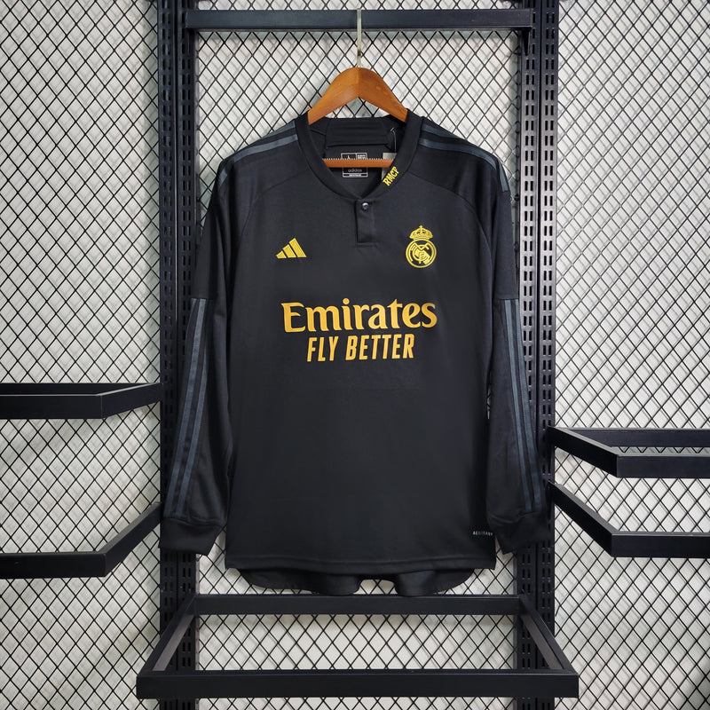 Camisa III Real Madrid | 23/24 Torcedor Adidas - Preta - Manga Longa