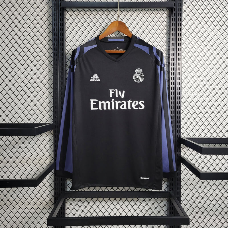 Camisa II Real Madrid Retrô | 16/17 Adidas - Preta - Manga Longa