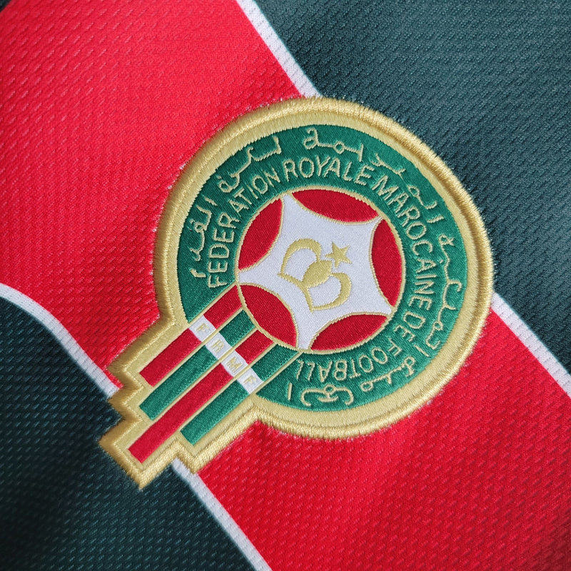 Camisa I Marrocos Retrô | 1998 Puma - Verde e Vermelha - Manga Longa