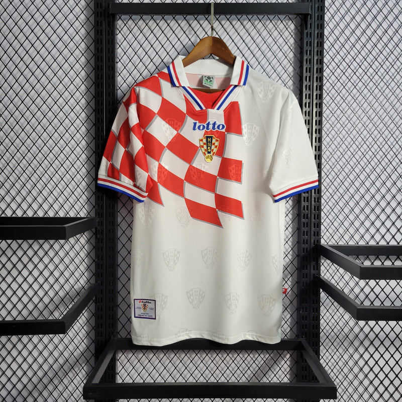 Camisa I Croácia Retrô | 1998 Lotto - Branca e Vermelha