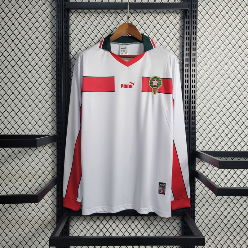 Camisa II Marrocos Retrô | 1998 Puma - Branca Vermelha e Verde - Manga Longa