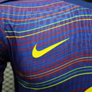 Camisa Pré Jogo Barcelona | 25/26 Modelo Jogador Nike - Azul Vermelha e Amarela