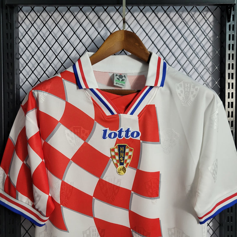 Camisa I Croácia Retrô | 1998 Lotto - Branca e Vermelha