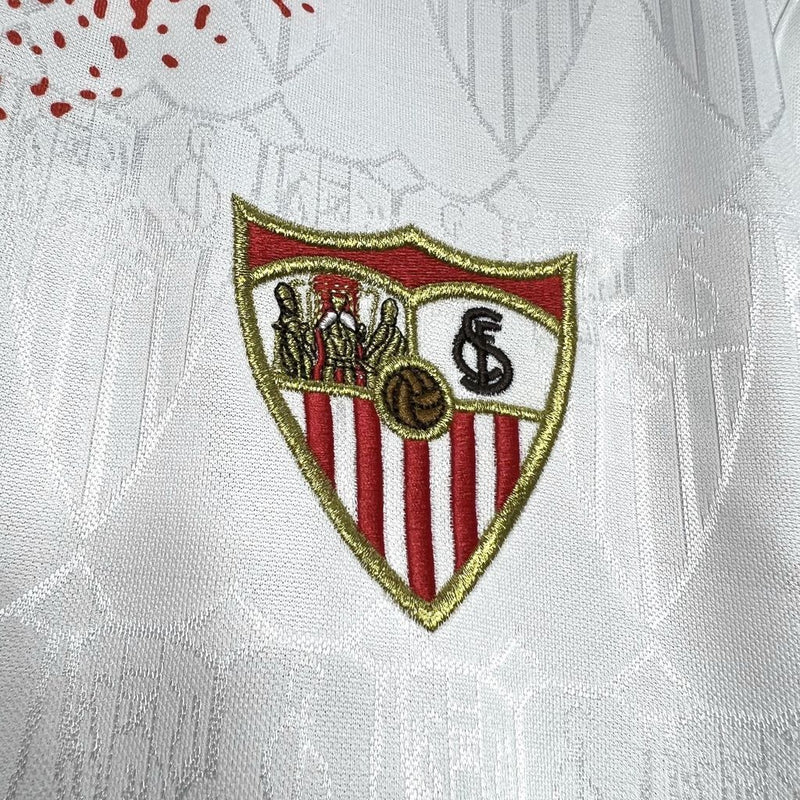 Camisa I Sevilla Retrô | 93/94 Hot Shot - Branca e Vermelha