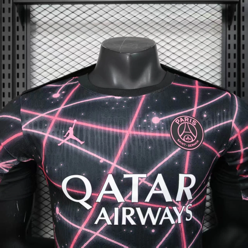Camisa Pré Jogo PSG | 25/26 Modelo Jogador Nike - Preta e Rosa