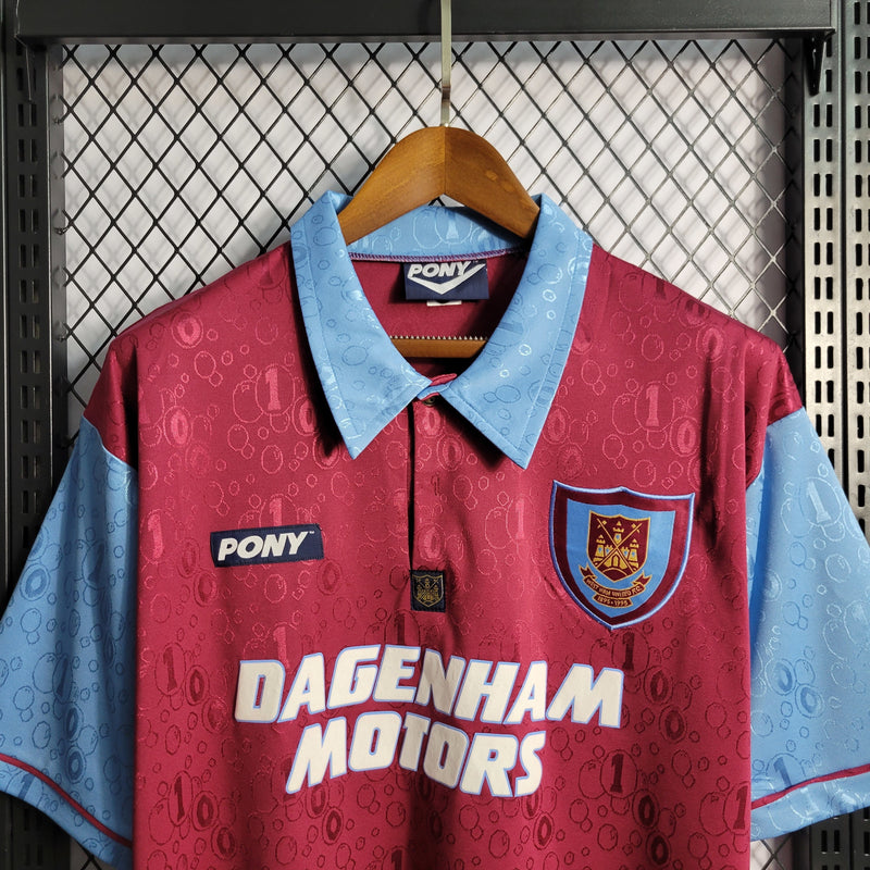 Camisa I West Ham Retrô | 95/97 Pony - Vermelha e Azul