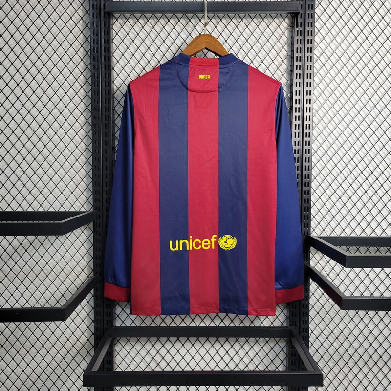 Camisa I Barcelona Retrô | 14/15 Nike - Azul e Vermelha - Manga Longa