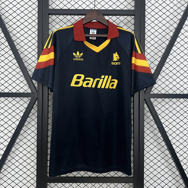Camisa I Roma Retrô | 91/92 Adidas - Azul Vermelha e Amarela