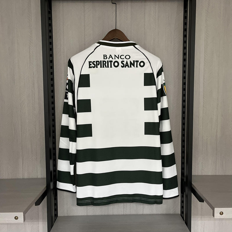 Camisa I Sporting Retrô | 01/03 Reebok - Verde e Branca - Manga Longa