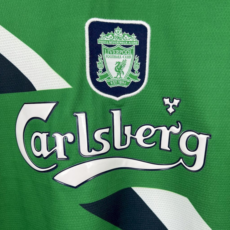 Camisa II Liverpool Retrô | 99/00 Reebok - Verde Preta e Branca