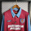 Camisa I West Ham Retrô | 95/97 Pony - Vermelha e Azul - Manga Longa