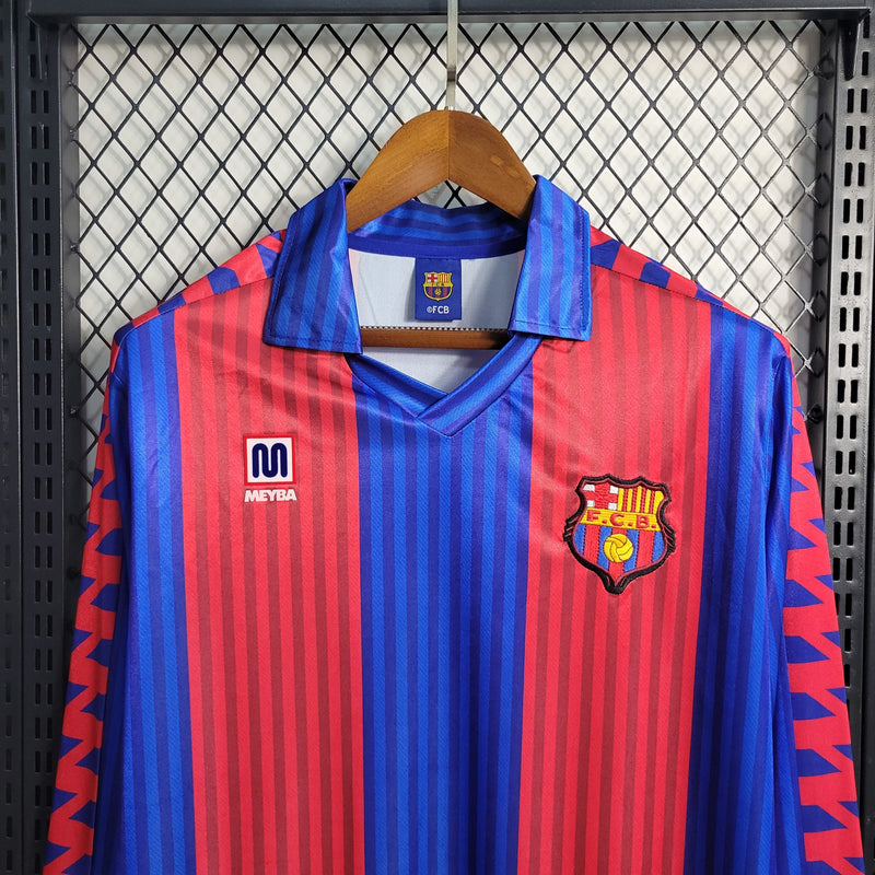 Camisa I Barcelona Retrô | 91/92 Meyba - Azul e Vermelha - Manga Longa
