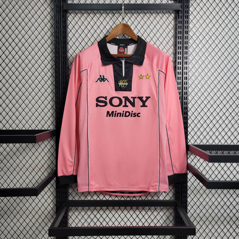 Camisa II Juventus Retrô | 97/98 Adidas - Rosa e Preta - Manga Longa