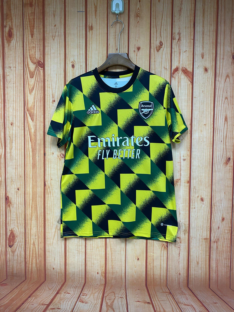 Camisa Pré Jogo Arsenal | 22/23 Torcedor Adidas - Verde Amarela e Preta