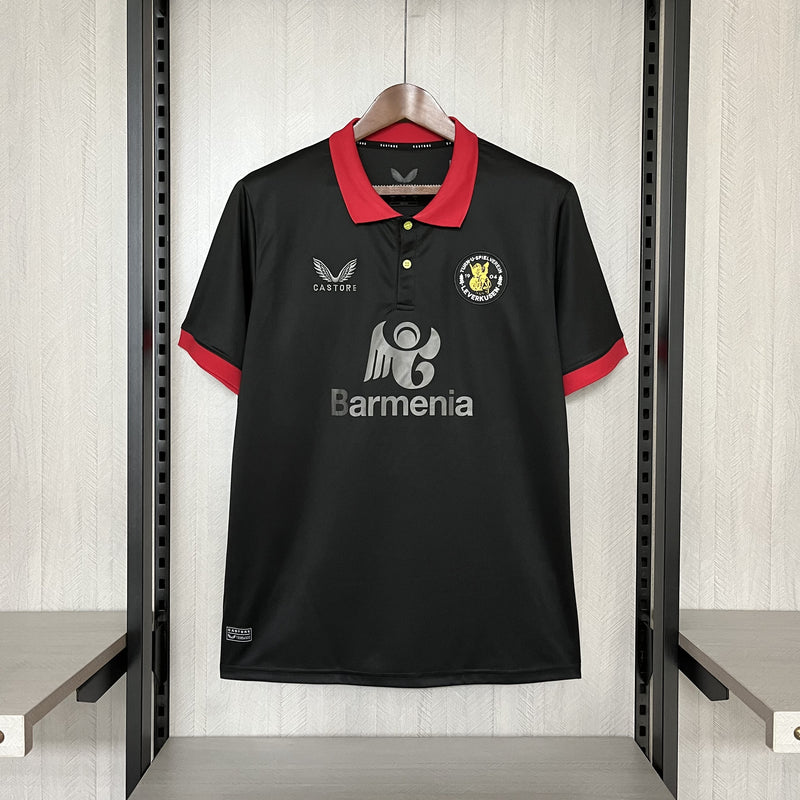 Camisa Edição 120 anos Bayer Leverkusen | 24/25 Torcedor Castore - Preta e Vermelha