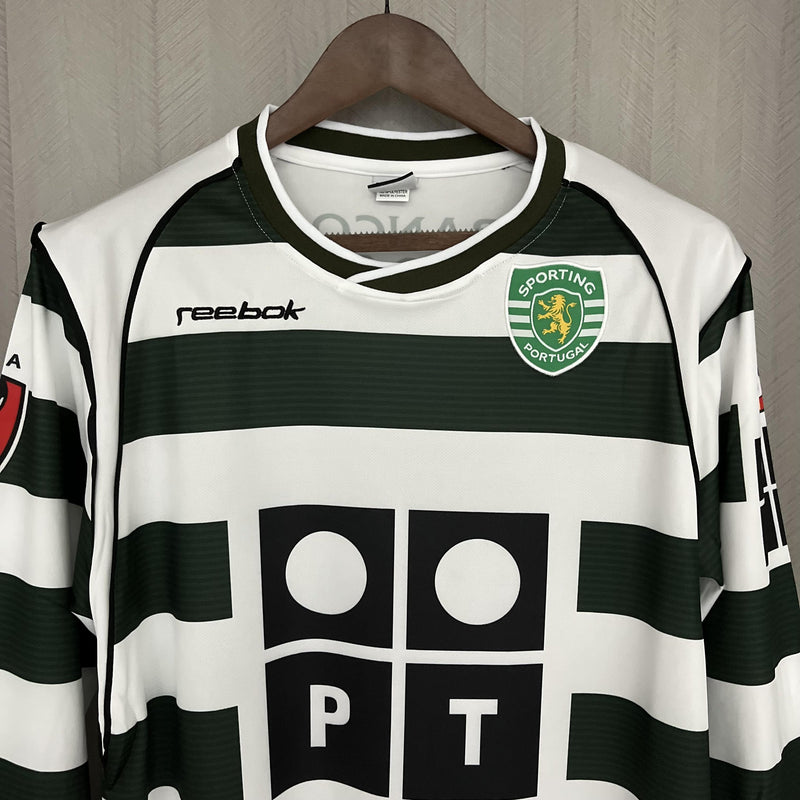Camisa I Sporting Retrô | 01/03 Reebok - Verde e Branca - Manga Longa