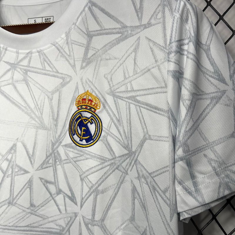 Camisa Pré Jogo Real Madrid | 24/25 Torcedor Adidas - Branca