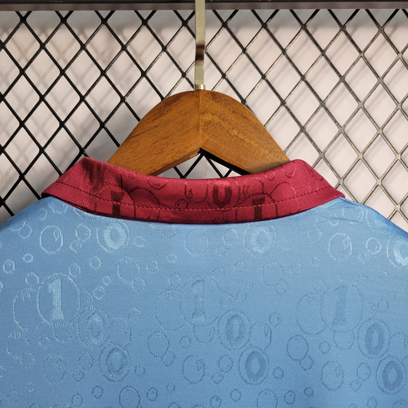 Camisa II West Ham Retrô | 95/97 Pony - Azul e Vermelha - Manga Longa