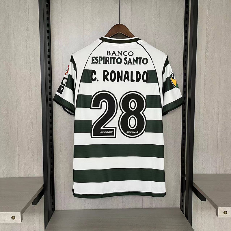 Camisa I Sporting Retrô | 01/03 Torcedor Reebok - Branca e Verde - C.Ronaldo