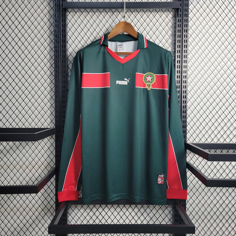 Camisa I Marrocos Retrô | 1998 Puma - Verde e Vermelha - Manga Longa
