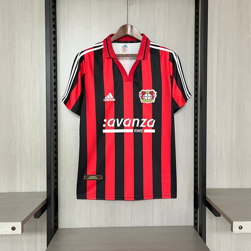 Camisa I Bayer Leverkusen Retrô | 00/01 Adidas - Vermelha e Preta