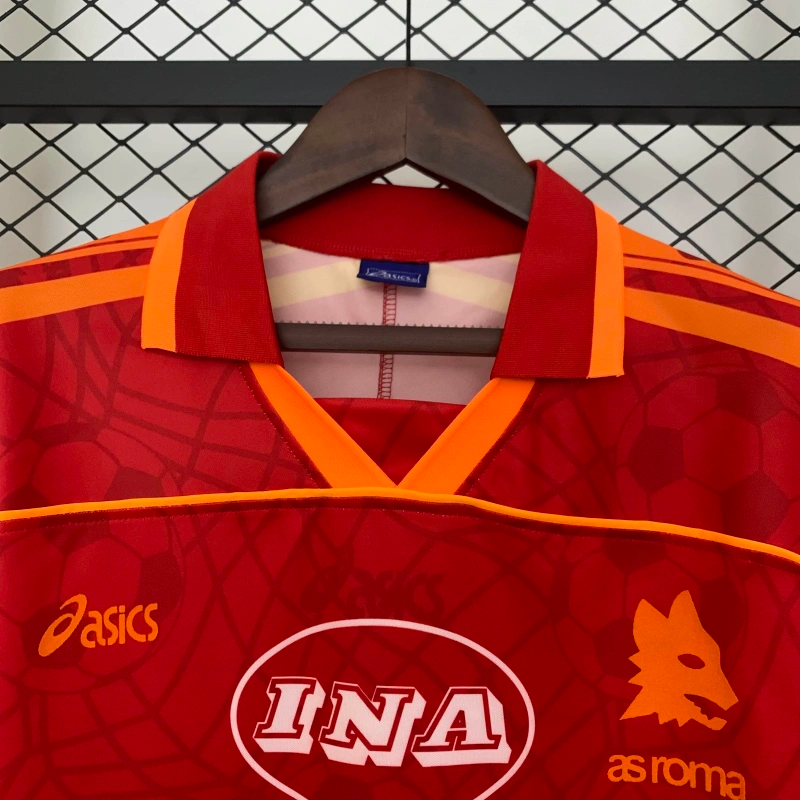 Camisa I Roma Retrô | 95/96 Asics - Vermelha e Laranja