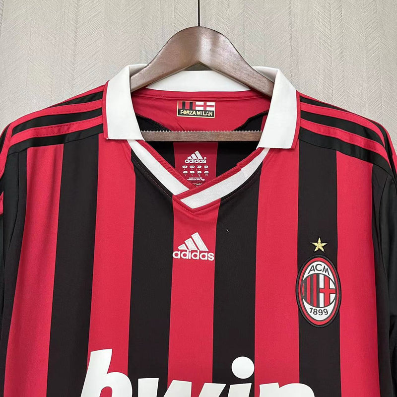 Camisa I Milan Retrô | 09/10 Torcedor Adidas - Vermelha e Preta - Manga Longa
