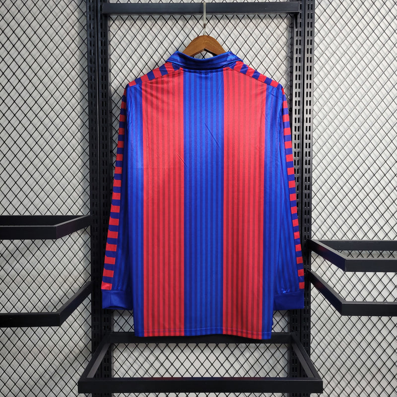 Camisa I Barcelona Retrô | 91/92 Meyba - Azul e Vermelha - Manga Longa