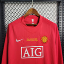 Camisa Champions League Manchester United Retrô | 07/08 Nike - Vermelha - Manga Longa