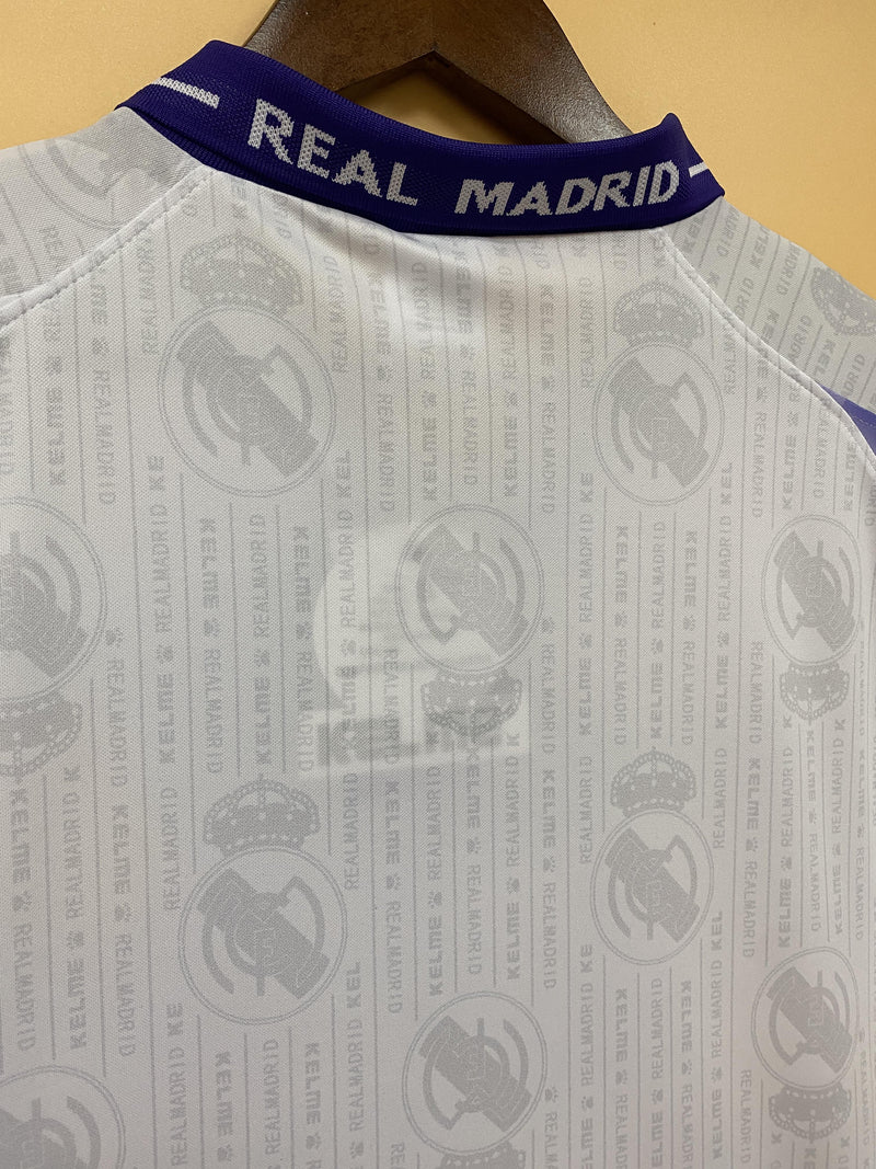 Camisa III Real Madrid Retrô | 96/97 Torcedor Kelme - Branca e Roxa