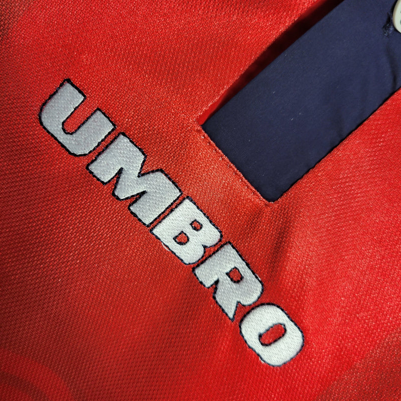 Camisa I Noruega Retrô | 1998 Umbro - Vermelha e Branca