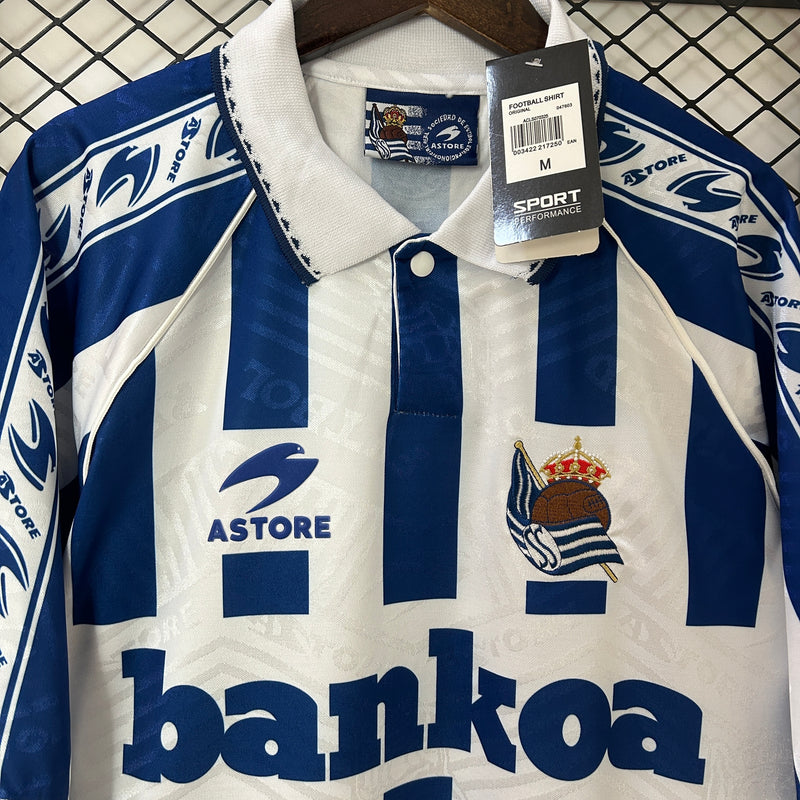 Camisa I Real Sociedad Retrô | 94/95 Astore - Azul e Branca