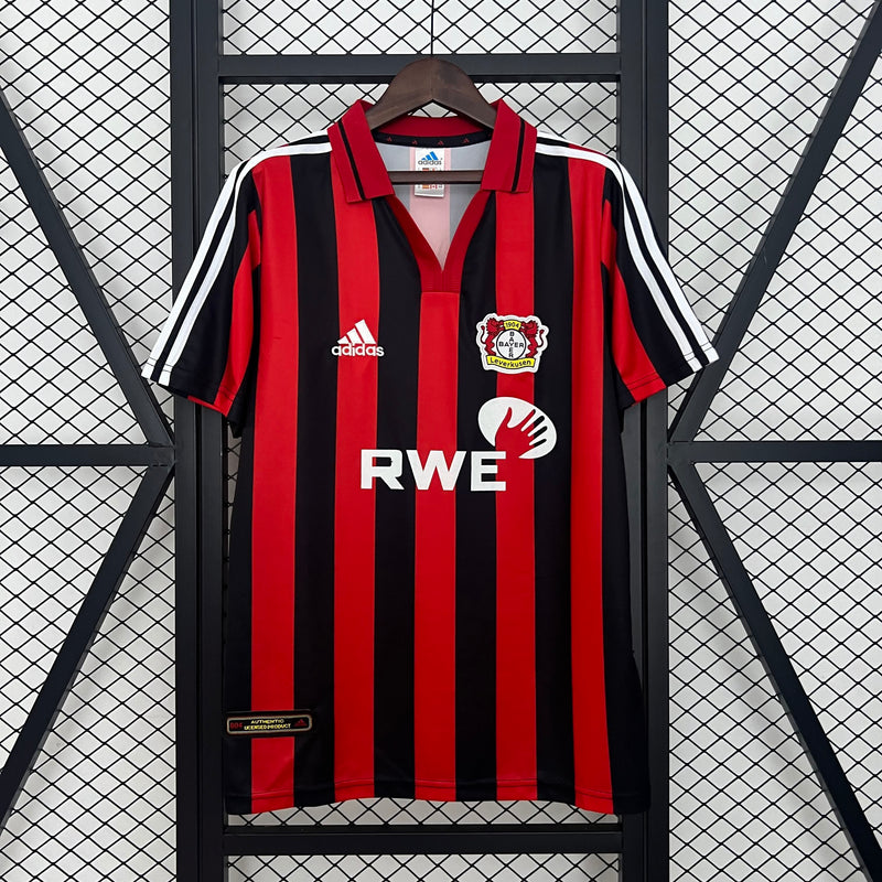Camisa I Bayer Leverkusen Retrô | 01/02 Adidas - Vermelha e Preta