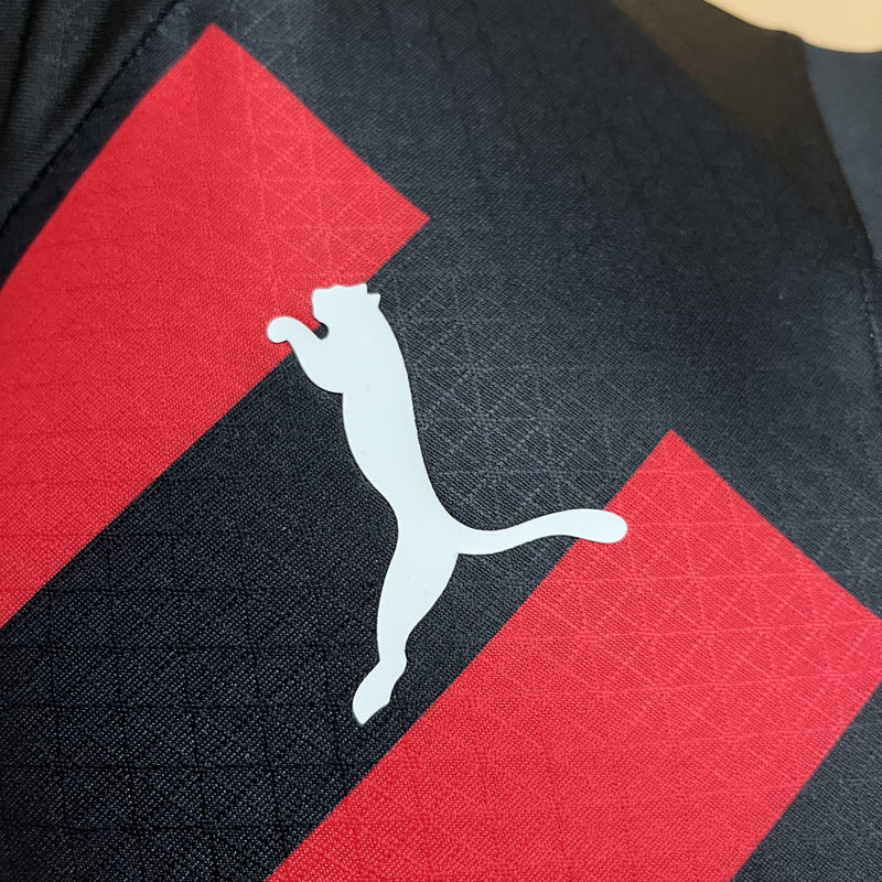 Camisa I Milan | 22/23 Modelo Jogador Puma - Preta e Vermelha