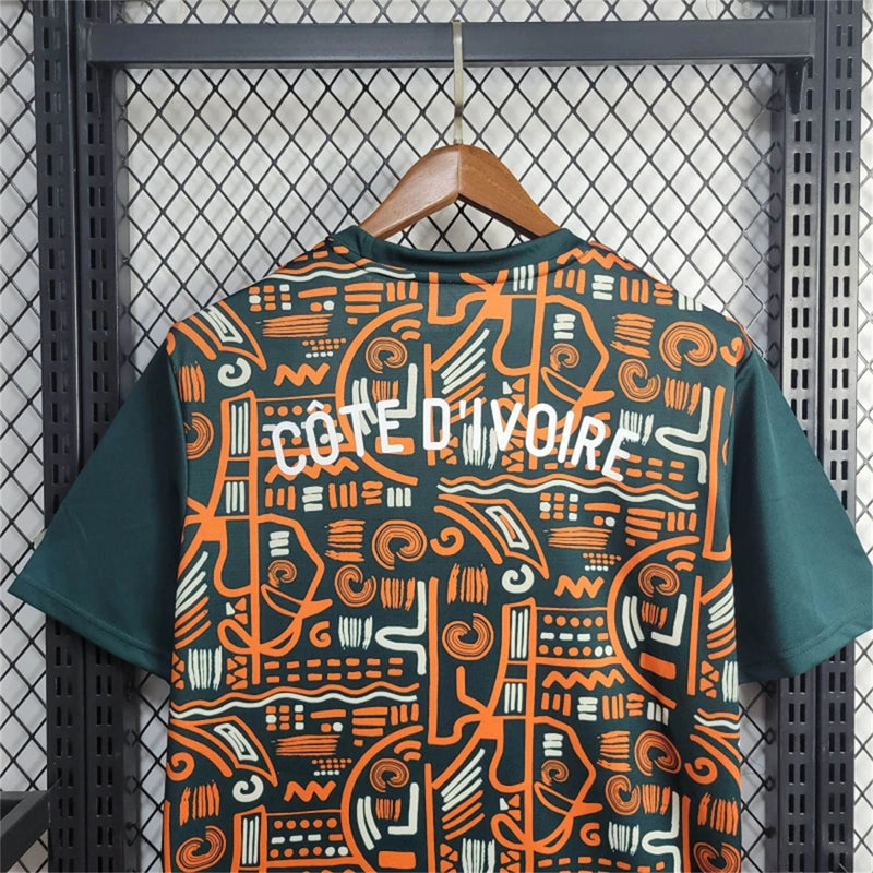 Camisa Pré Jogo Costa do Marfim | 2024 Torcedor Puna - Laranja Verde e Branca