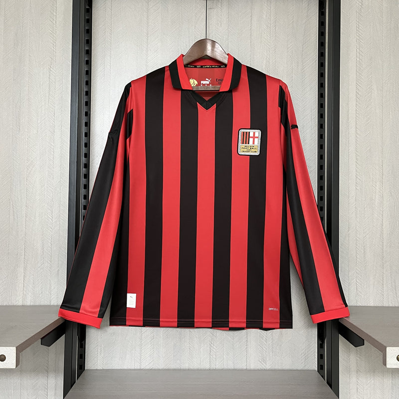 Camisa Edição Especial 125 anos Milan | 25/26 Torcedor Puma - Vermelha e Preta - Manga Longa